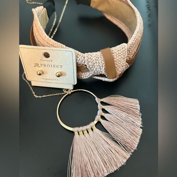 Dusty Pink Tassel Necklace Jewelry Bundle